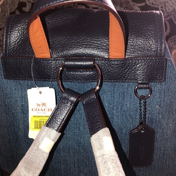 🌺BRAND NEW🌺 Coach Denim & Leather Back Pack - Picture 6 of 10